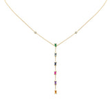 <span>GEMSTONE CLOSEOUT! </span>  .72ct G SI 14K Yellow Gold Diamond & Multi Color Gemstone Drop Necklace 16+2" Ext