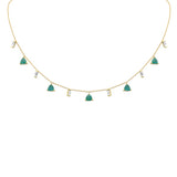 <span>GEMSTONE CLOSEOUT! </span> .55ct, 2.27ct G SI 14K Yellow Gold Diamond & Emerald Gemstone Necklace 16+2" Ext