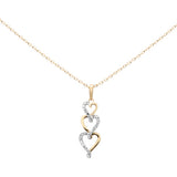 .08ct G SI 14K Yellow Gold Diamond Heart Drop Pendant Necklace 18" Long
