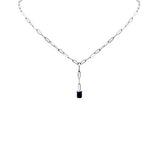 .90ct G SI 14K White Gold Natural Blue Sapphire Gemstone Paperclip Necklace 14 + 2" Ext