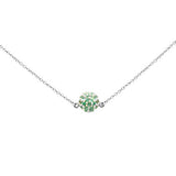  .44ct G SI 14K White Gold Round Emerald Pendant Necklace 16 + 2" Ext
