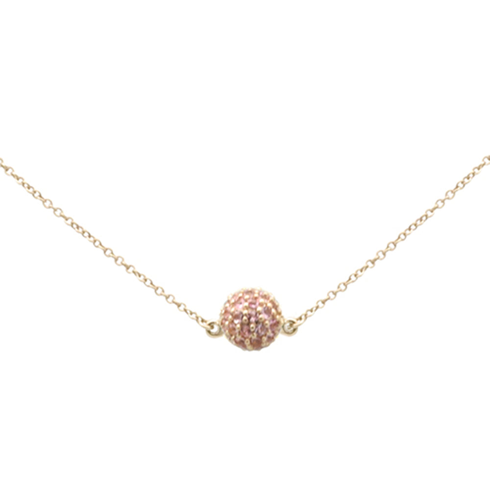 .88ct G SI 14K Yellow Gold Round Pink Tourmaline Circle Pendant Necklace 16 + 2" Ext