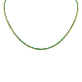 3.35ct G SI 14K Yellow Gold Round Emerald Gemstone Tennis Necklace 12+4" Ext