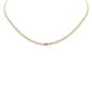 <span style="color:purple">SPECIAL!</span> 1.93ct G SI 14K Yellow Gold Diamond & Pink Sapphire Cuban Chain Necklace 13+3" Ext