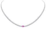 <span>GEMSTONE CLOSEOUT! </span> 1.75ct G SI 14K White Gold Diamond & Pink Sapphire Gemstone Chain Necklace 13+3" Long