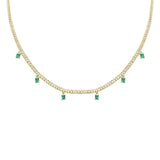 <span style="color:purple">SPECIAL!</span> 2.44ct G SI 14K Yellow Gold Diamond & Emerald Gemstone Cuban Chain Necklace 13+5" Ext