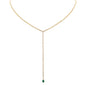<span style="color:purple">SPECIAL!</span> 2.99ct G SI 14K Yellow Gold Diamond & Pear Shaped Emerald Gemstone Tennis Drop Y Lariat Necklace 14+4'Ext