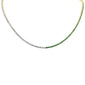 <span style="color:purple">SPECIAL!</span> 6.36ct G SI 14K Yellow Gold Diamond & Emerald Gemstone Tennis Necklace 14" Long