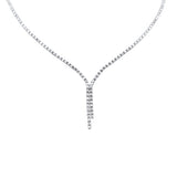 6.74ct G SI 14K White Gold Diamond Drop Tennis Necklace 16+2" Long