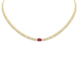 <span style="color:purple">SPECIAL!</span> 2.57ct G SI 14K Yellow Gold Diamond & Ruby Gemstone Chain Necklace 13+3" Long