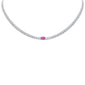 <span style="color:purple">SPECIAL!</span> 2.38ct G SI 14K White Gold Diamond & Pink Sapphire Gemstone Chain Necklace 13+3" Long