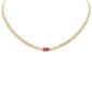 <span style="color:purple">SPECIAL!</span> 2.56ct G SI 14K Yellow Gold Diamond & Pink Tourmaline Emerald Cut Gemstone Necklace 13+3" Long