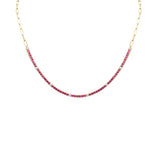 3.13ct G SI 14K Yellow Gold Diamond & Ruby Tennis & Paperclip Necklace 15+1" Ext