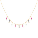 <span>GEMSTONE CLOSEOUT! </span>  2.80ct G SI 14K Yellow Gold Multi Color Gemstone Necklace 16 + 2" Ext