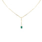 <span style="color:purple">SPECIAL!</span> .95ct G SI 14K Yellow Gold Green Emerald Gemstone Paperclip Necklace 14 + 2" Ext