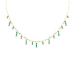 2.42ct G SI 14K Yellow Gold Green Emerald Gemstone Dangling Paperclip Necklace 16 + 2" Ext