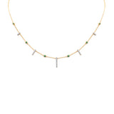 <span>GEMSTONE CLOSEOUT! </span>.23ct G SI 14K Yellow Gold Diamond & Green Emerald Modern Necklace 14 + 2" Ext