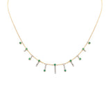 <span style="color:purple">SPECIAL!</span> .98ct G SI 14K Yellow Gold Diamond & Emerald Dangling Necklace 16 + 2" Ext