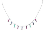 2.80ct G SI 14K White Gold Multi Color Gemstone Necklace 16 + 2" Ext