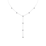<span>GEMSTONE CLOSEOUT! </span>  1.28ct G SI 14K White Gold Blue Sapphire Lariat Necklace 16 + 2" Ext