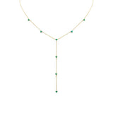 .88ct G SI 14K Yellow Gold Emerald Gemstone Lariat Necklace 16 + 2" Ext