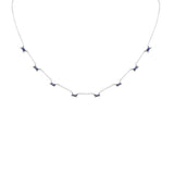 .88ct G SI 14K White Gold Blue Sapphire Gemstone Necklace 16 + 2" Ext
