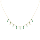 2.34ct G SI 14K Yellow Gold Green Emerald Gemstone Dangling Necklace 16 + 2" Ext