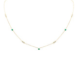 <span>DIAMOND CLOSEOUT! </span> .32ct G SI 14K Yellow Gold Diamond & Emerald Pendant Necklace 16 + 2" Ext