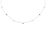 <span>DIAMOND CLOSEOUT! </span> .30ct G SI 14K White Gold Diamond & Blue Sapphire Pendant Necklace 16 + 2" Ext