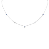 <span>DIAMOND CLOSEOUT! </span> .37ct G SI 14K White Gold Diamond & Blue Sapphire Pendant Necklace 16 + 2" Ext