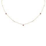 .36ct G SI 14K Yellow Gold Diamond & Ruby Pendant Necklace 16 + 2" Ext