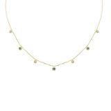 <span>DIAMOND CLOSEOUT! </span>.23ct G SI 14K Yellow Gold Diamond & Emerald Pendant Necklace 16 + 2" Ext