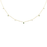 .25ct G SI 14K Yellow Gold Diamond & Emerald Pendant Necklace 16 + 2" Ext