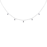 .30ct G SI 14K White Gold Diamond & Blue Sapphire Pendant Necklace 16 + 2" Ext