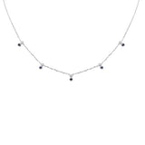 .31ct G SI 14K White Gold Diamond & Blue Sapphire Pendant Necklace 16 + 2" Ext
