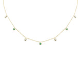 <span>DIAMOND CLOSEOUT! </span> .32ct G SI 14K Yellow Gold Diamond & Emerald Pendant Necklace 16 + 2" Ext
