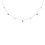 .32ct G SI 14K White Gold Diamond & Blue Sapphire Pendant Necklace 16 + 2" Ext