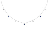 <span>DIAMOND CLOSEOUT! </span> .32ct G SI 14K White Gold Diamond & Blue Sapphire Pendant Necklace 16 + 2" Ext