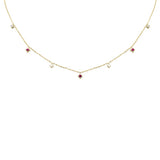 .31ct G SI 14K Yellow Gold Diamond & Ruby Pendant Necklace 16 + 2" Ext