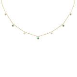 <span style="color:purple">SPECIAL!</span> .33ct G SI 14K Yellow Gold Diamond & Emerald Pendant Necklace 16 + 2" Ext