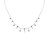 1.28ct G SI 14K White Gold Diamond & Blue Sapphire Dangling Necklace 16 + 2" Ext