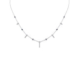 .25ct G SI 14K White Gold Diamond & Blue Sapphire Dangling Necklace 16 + 2" Ext