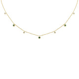 .26ct G SI 14K Yellow Gold Diamond & Emerald Pendant Necklace 16 + 2" Ext