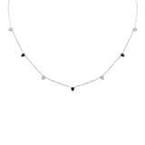 .62ct G SI 14K White Gold Diamond & Blue Sapphire Pendant Necklace 16 + 2" Ext