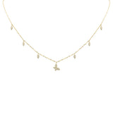 .16ct G SI 14K Yellow Gold Diamond Butterfly Pendant Necklace 16+2" Long