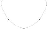 .16ct G SI 14K White Gold Diamond Blue Sapphire Pendant Necklace 14+2" Long