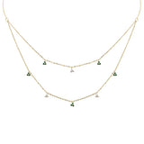 <span style="color:purple">SPECIAL!</span> .26ct G SI 14K Yellow Gold Diamond & Emerald Gemstone Pendant Necklace 16+2" Long