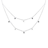 .34ct G SI 14K White Gold Diamond & Blue Sapphire Gemstone Pendant Necklace 16+2" Long