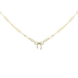 .23ct G SI 14K Yellow Gold Diamond Ribbon Pendant Paperclip Necklace 18" Long