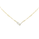 .21ct G SI 14k Yellow Gold Diamond Paperclip Pendant Paperclip Necklace 18" Long